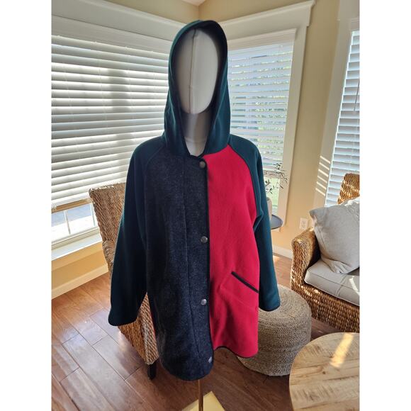 Woolrich 1980's Vintage Wool Colorblock Coat Women's Size M Made in USA - Picture 1 of 13